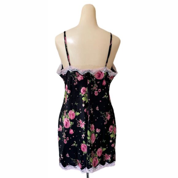 Victoria Secret Womens Slip Dress Large Satin Nightgown Dark Floral Fairy Grunge - Picture 4 of 4